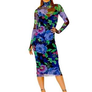 AFRM from Nordstrom. Long sleeve mesh midi dress. Size Medium.